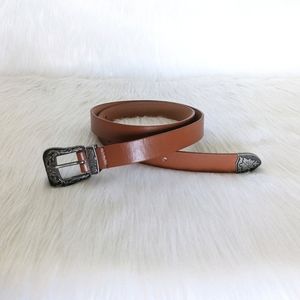 Cognac western faux leather adjustable belt